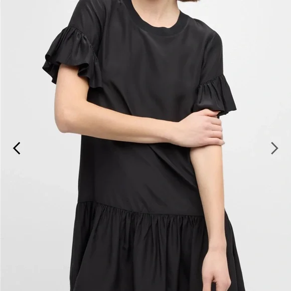Cinq à Sept Leilah Silk Mini Dress Black Ruffle Flounce Dropped Waist Sz S NWT - Picture 14 of 16